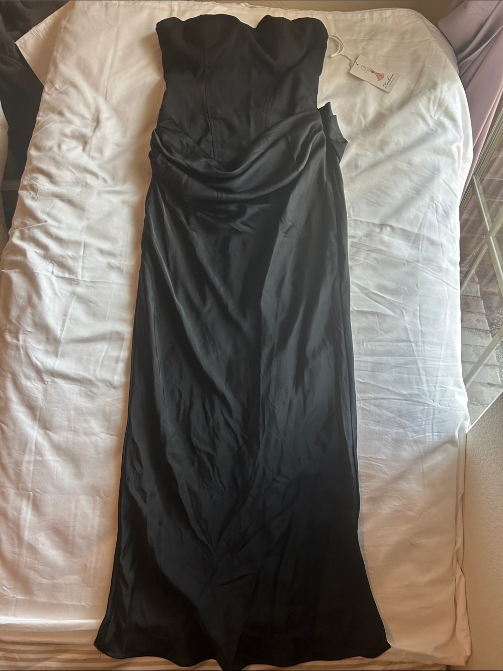Strapless Black Satin long dress